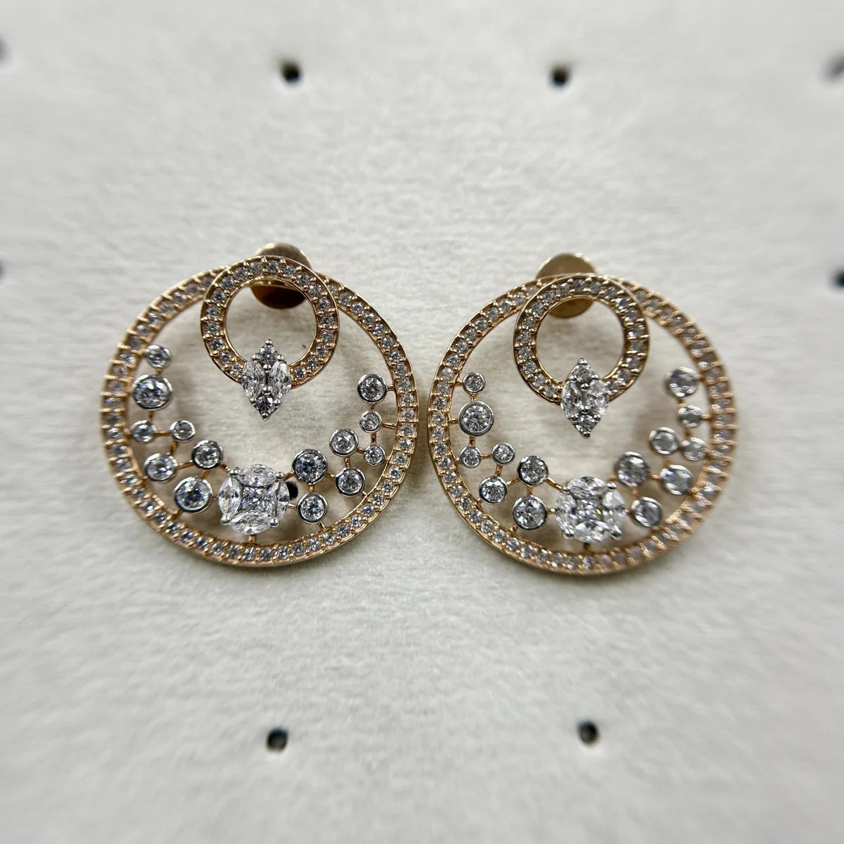 Circular CZ Statement Stud Earrings