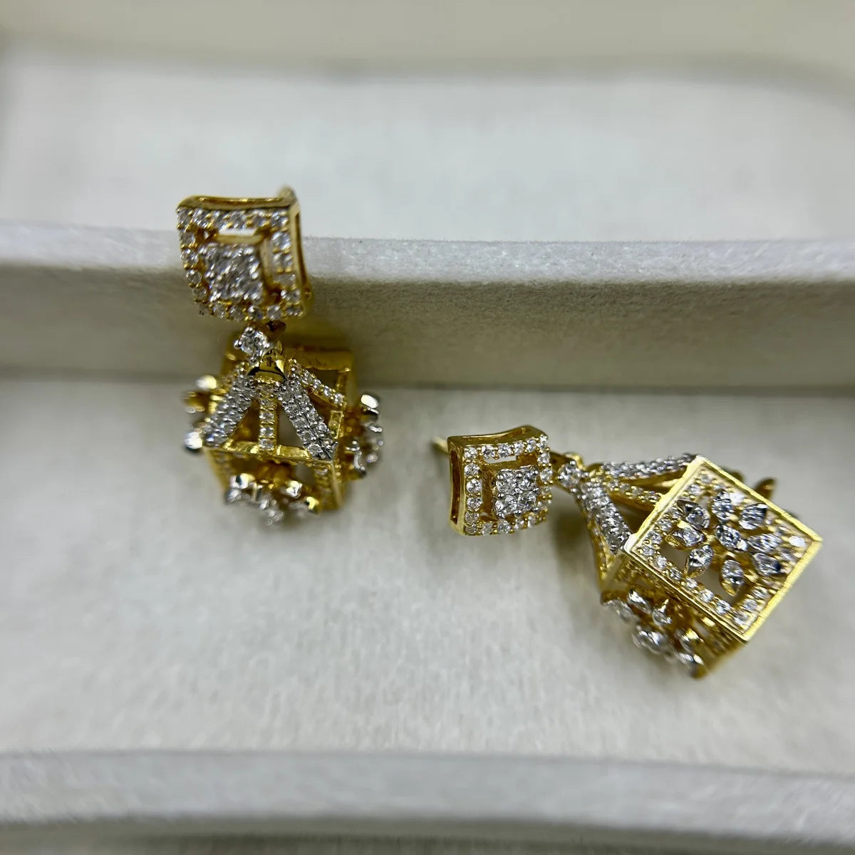 Geometric Cube Jhumka Earrings