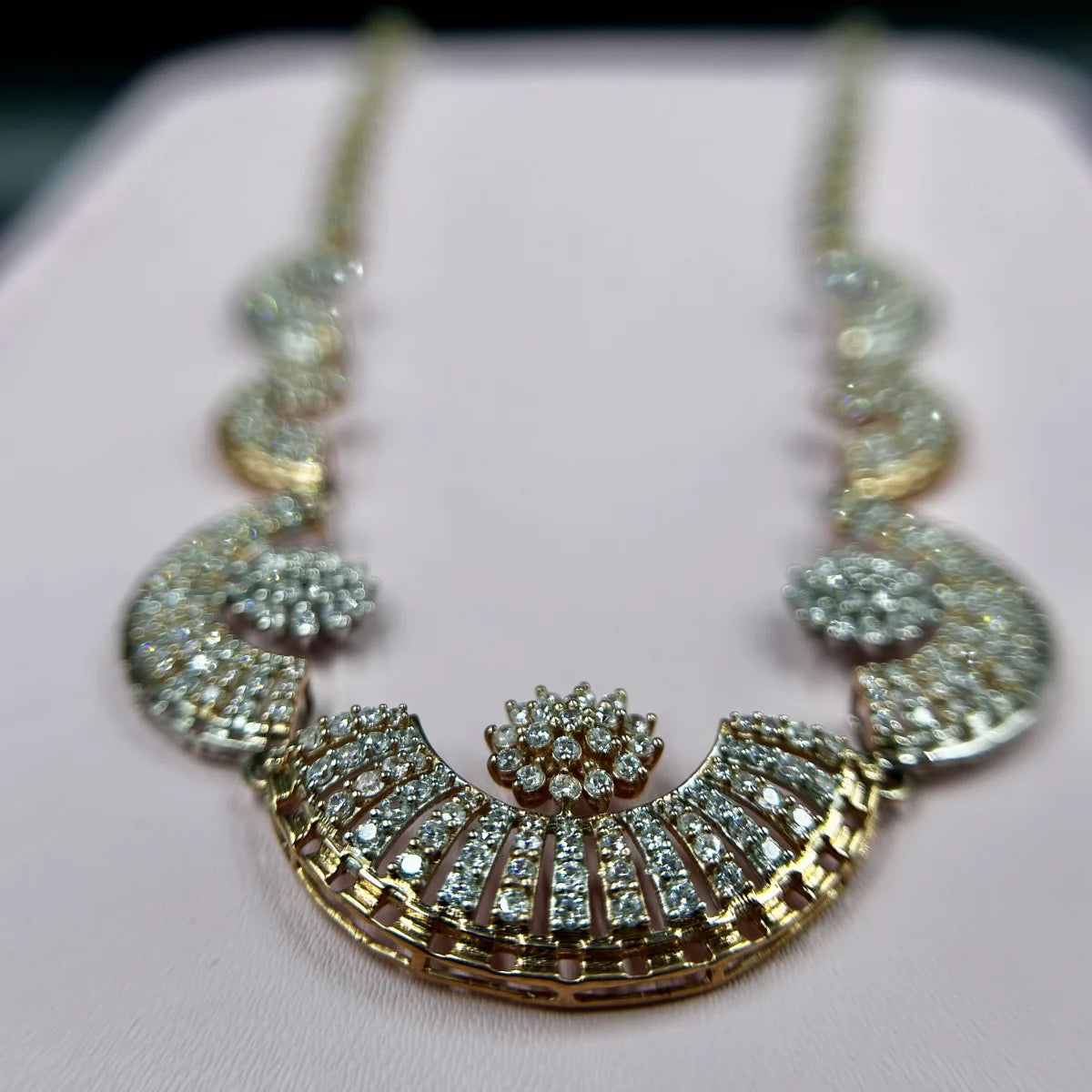Radiant Crescent Floral Necklace