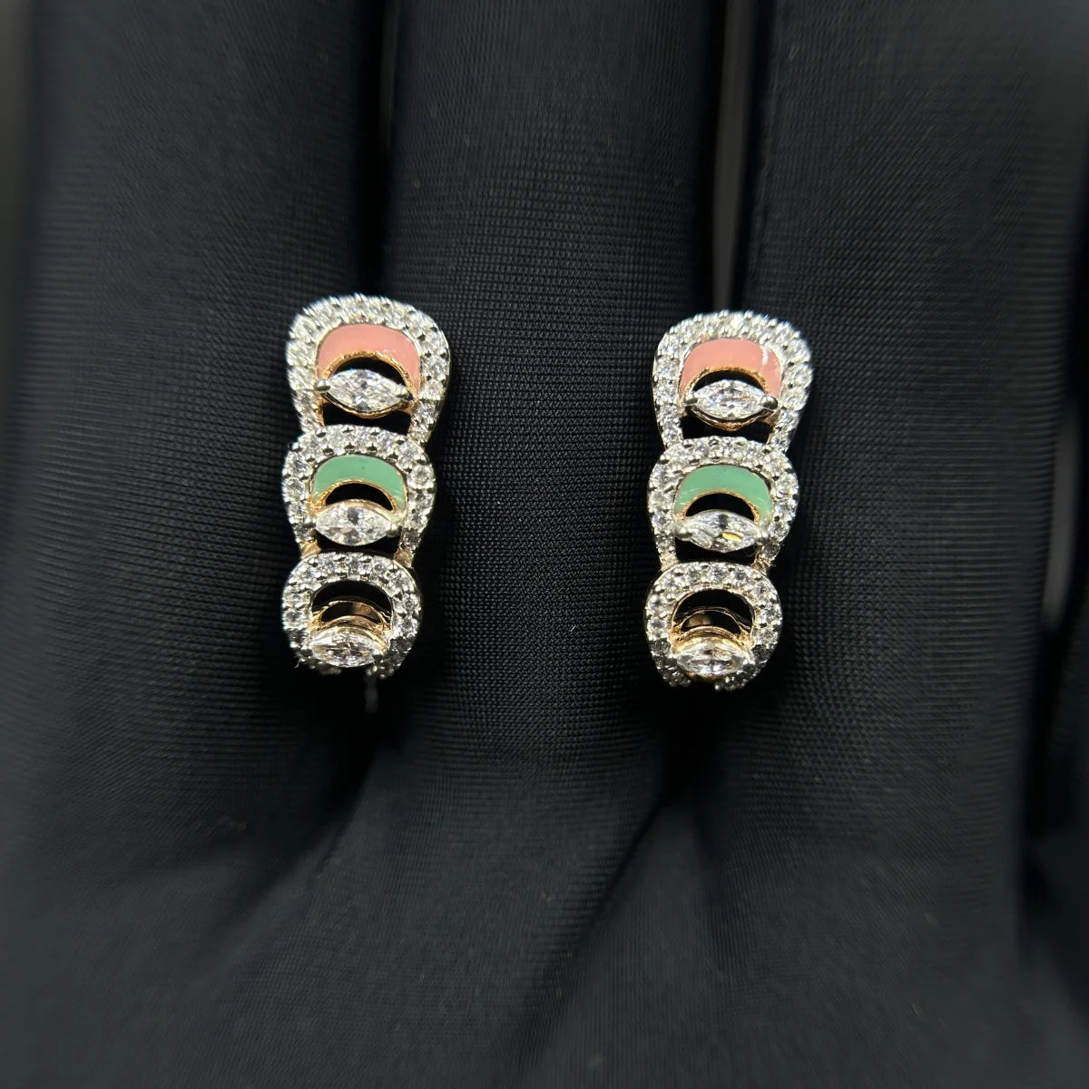 Pastel Enamel CZ Stud Earrings