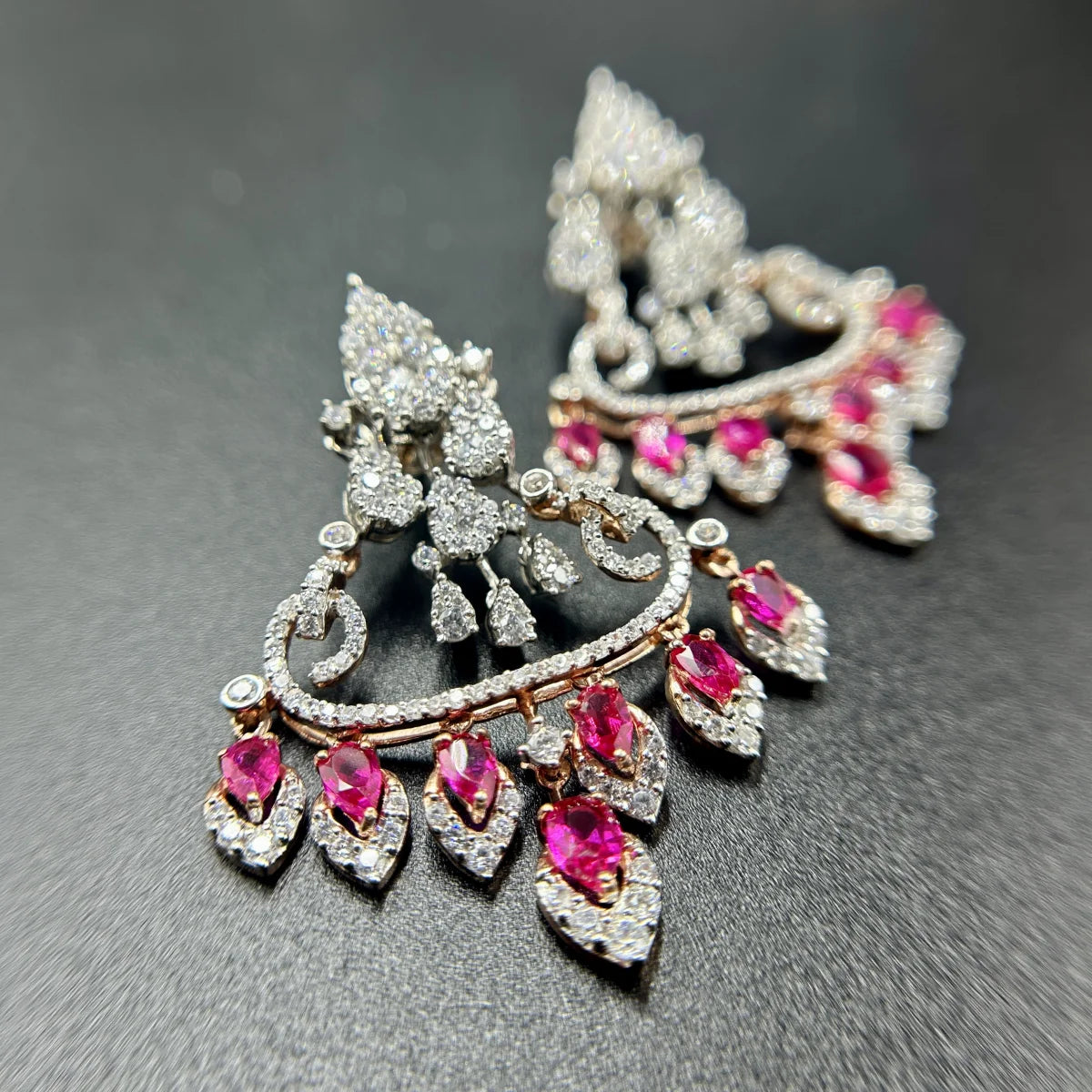 Ruby Crescent Chandelier Earrings