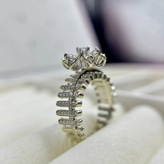 Contemporary Grid Silver Ring