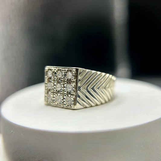 Geometric CZ Silver Ring