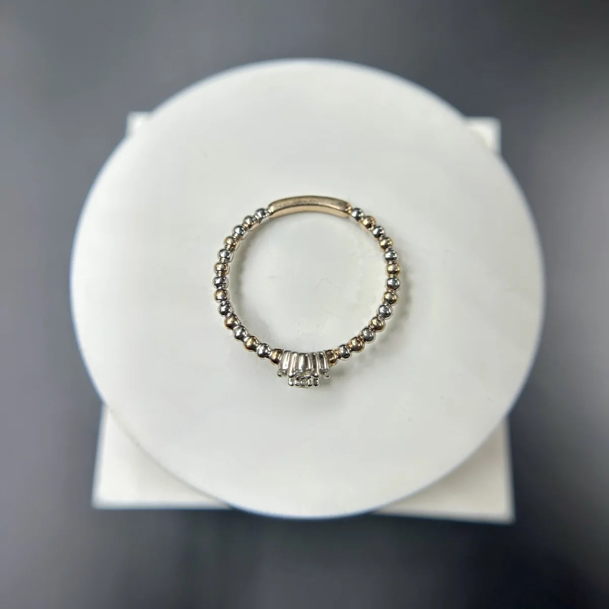 Minimal Beaded Diamond Ring