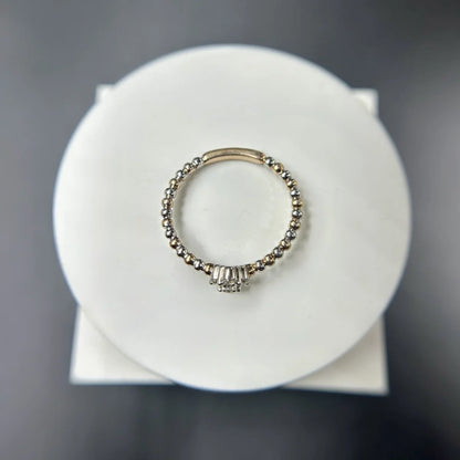 Minimal Beaded Diamond Ring