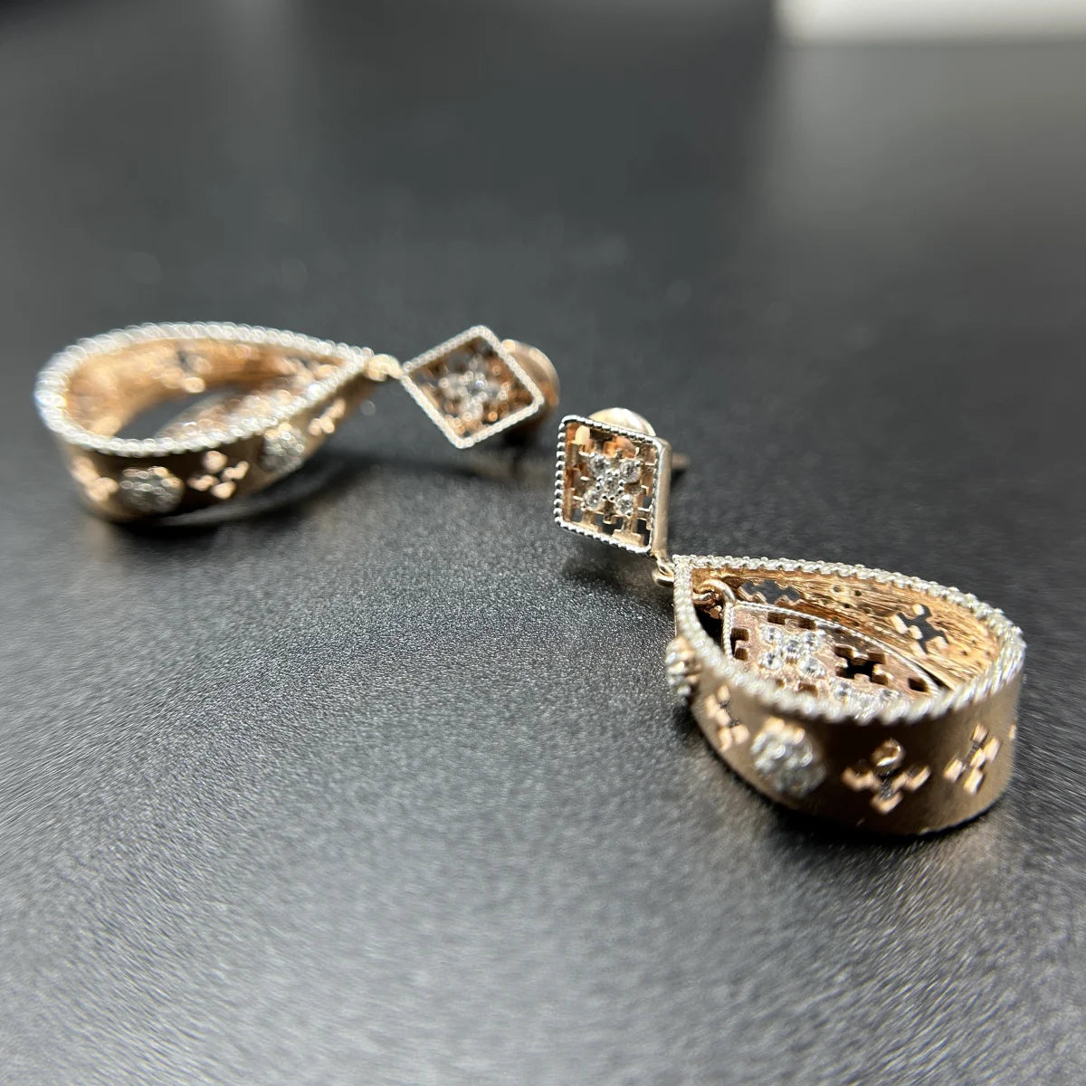 Floral Teardrop Lattice Earrings