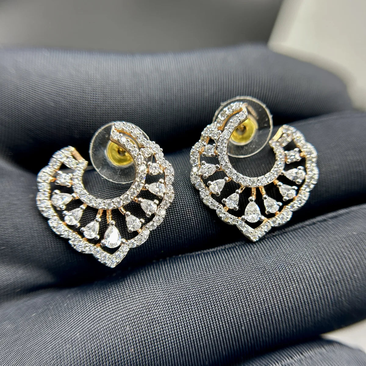 Heart Swirl CZ Stud Earrings