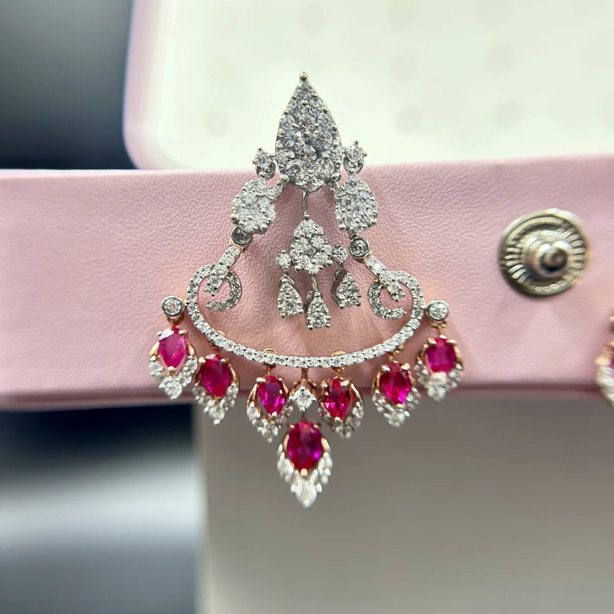 Ruby Crescent Chandelier Earrings