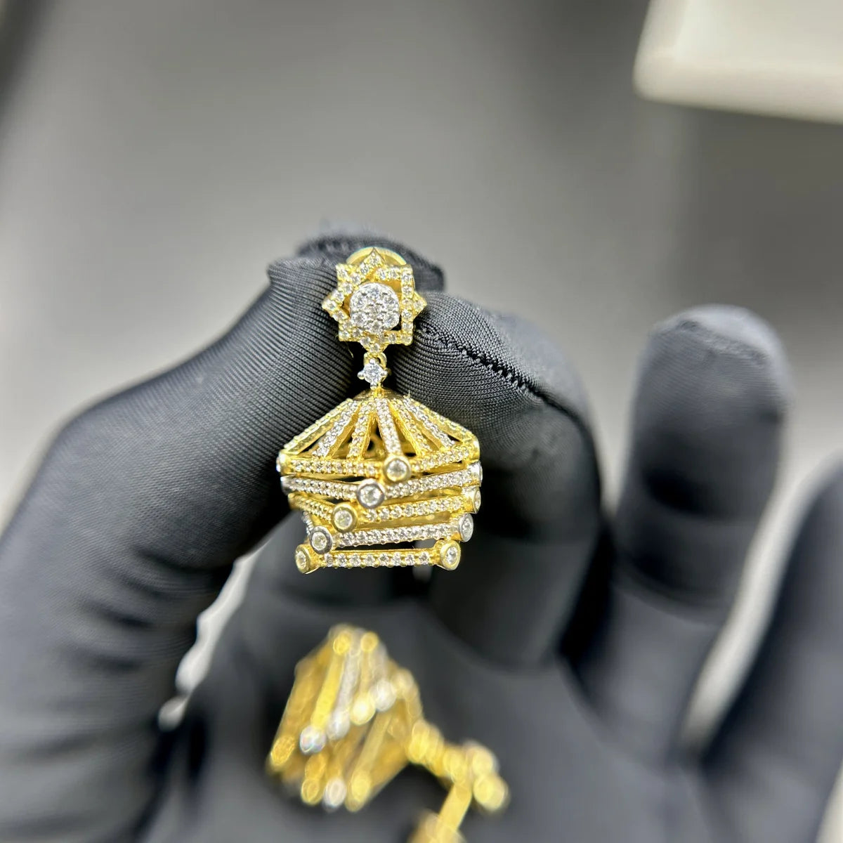 Architectural CZ Jhumka Earrings