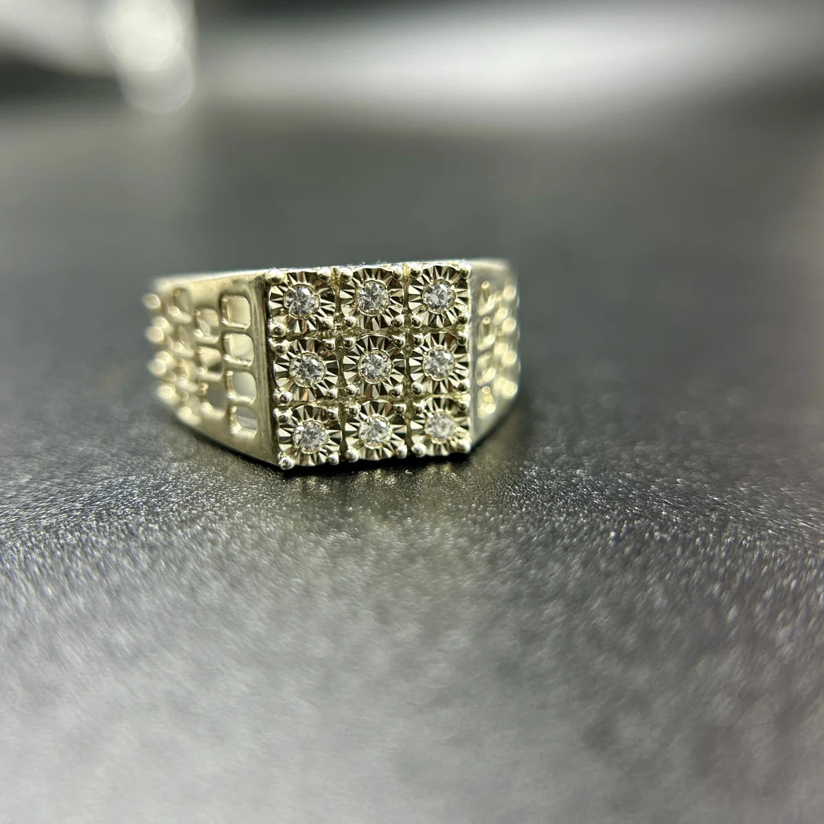 Square Cluster Silver Ring