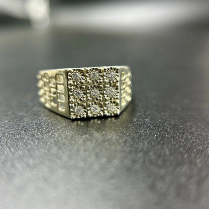 Square Cluster Silver Ring