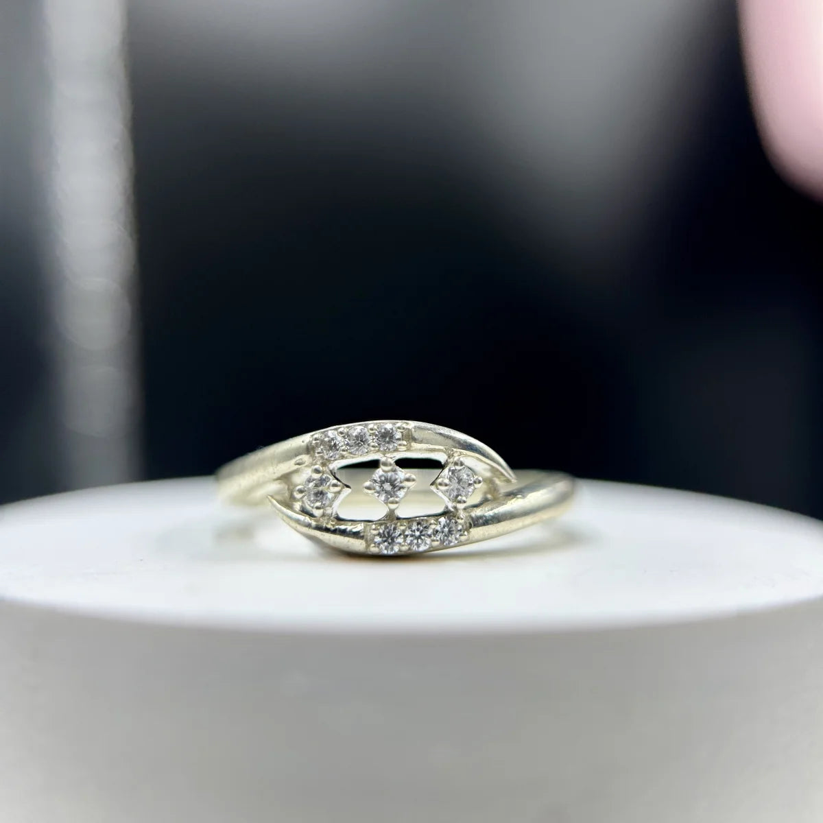 Petal Curve CZ Open Ring
