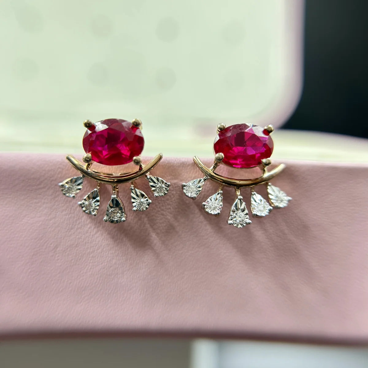Ruby Accent Stud Earrings