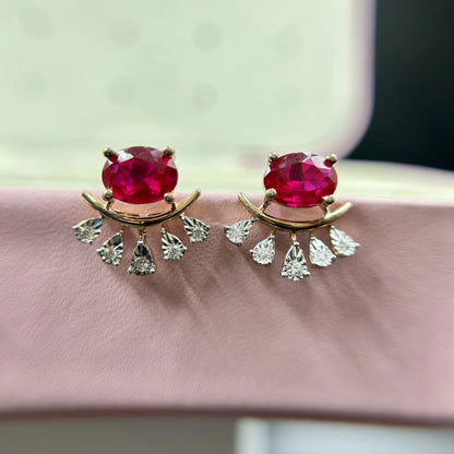 Ruby Accent Stud Earrings