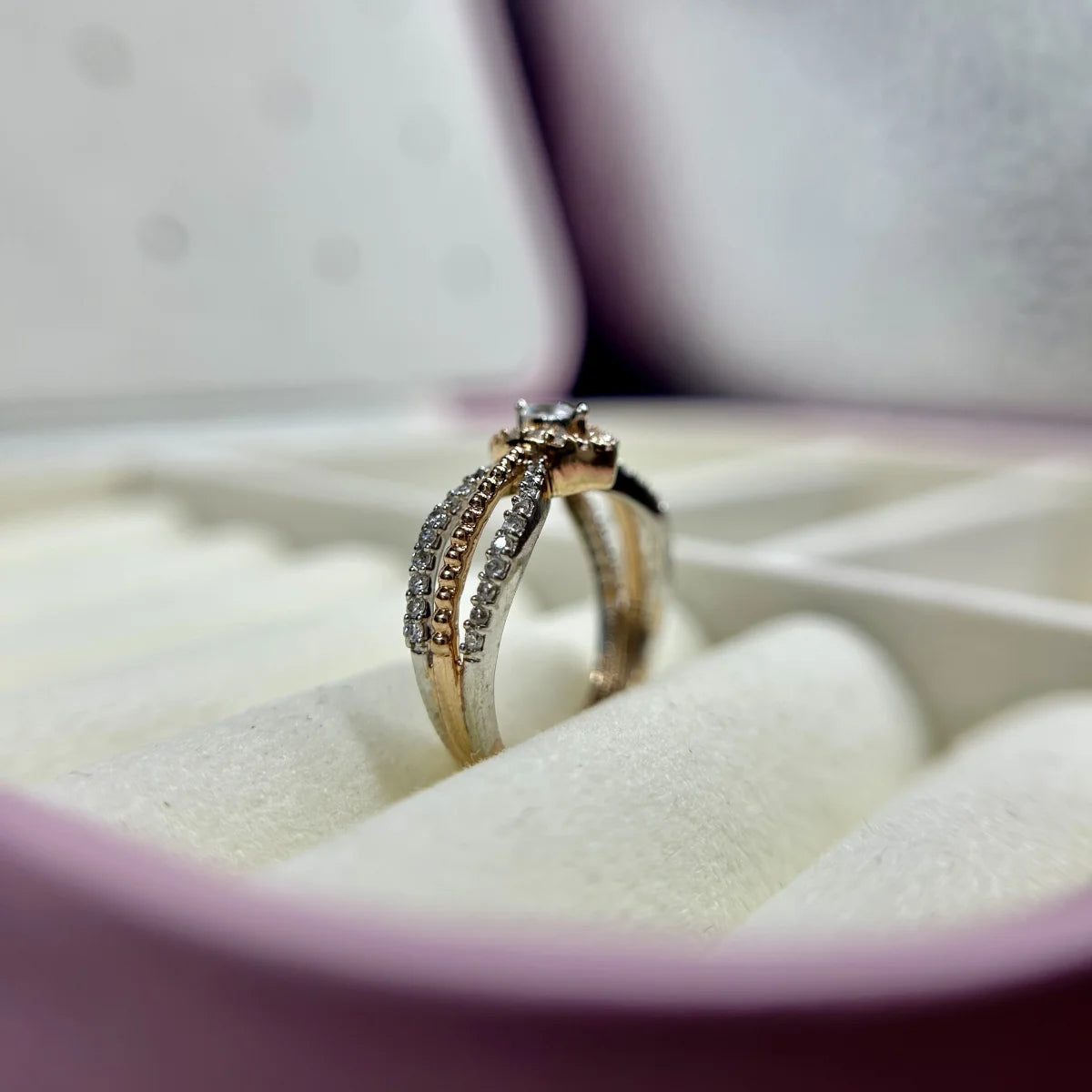 Split Band Marquise Halo Ring