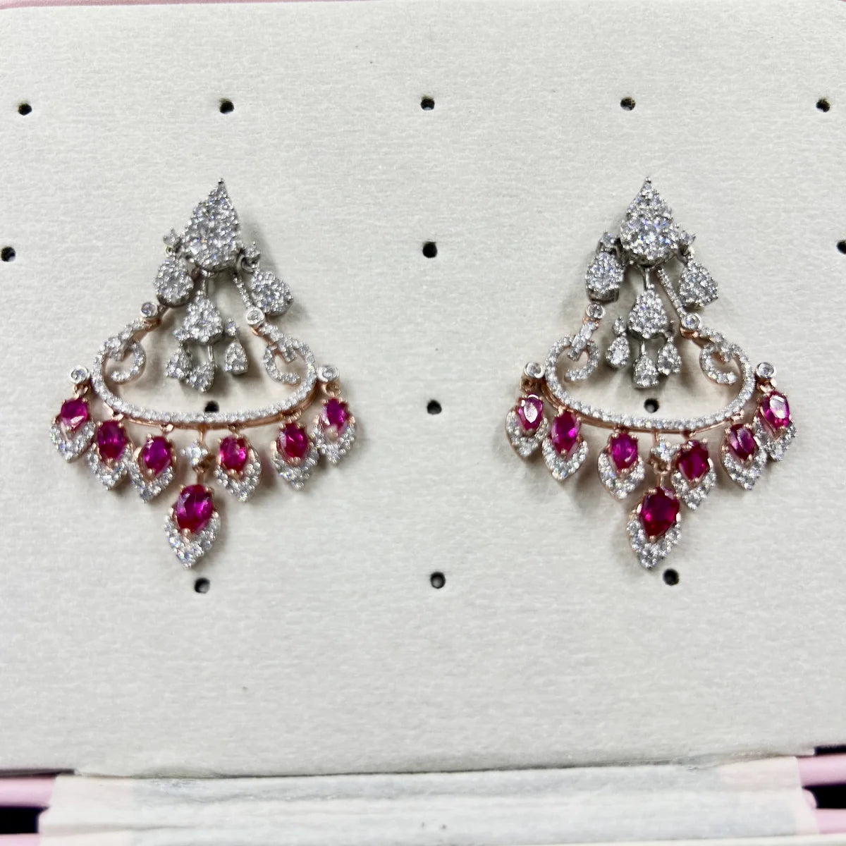 Ruby Crescent Chandelier Earrings