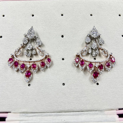 Ruby Crescent Chandelier Earrings