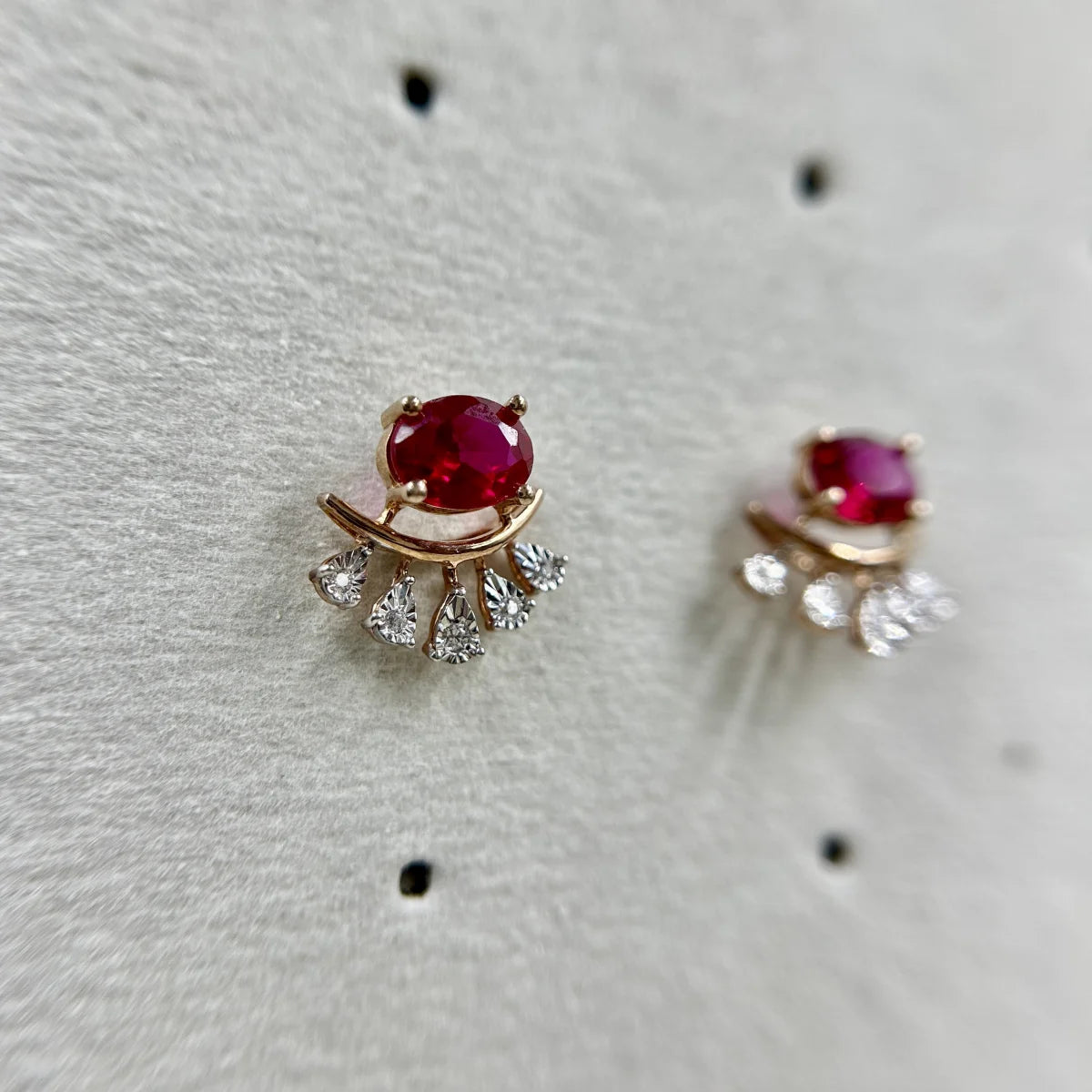 Ruby Accent Stud Earrings