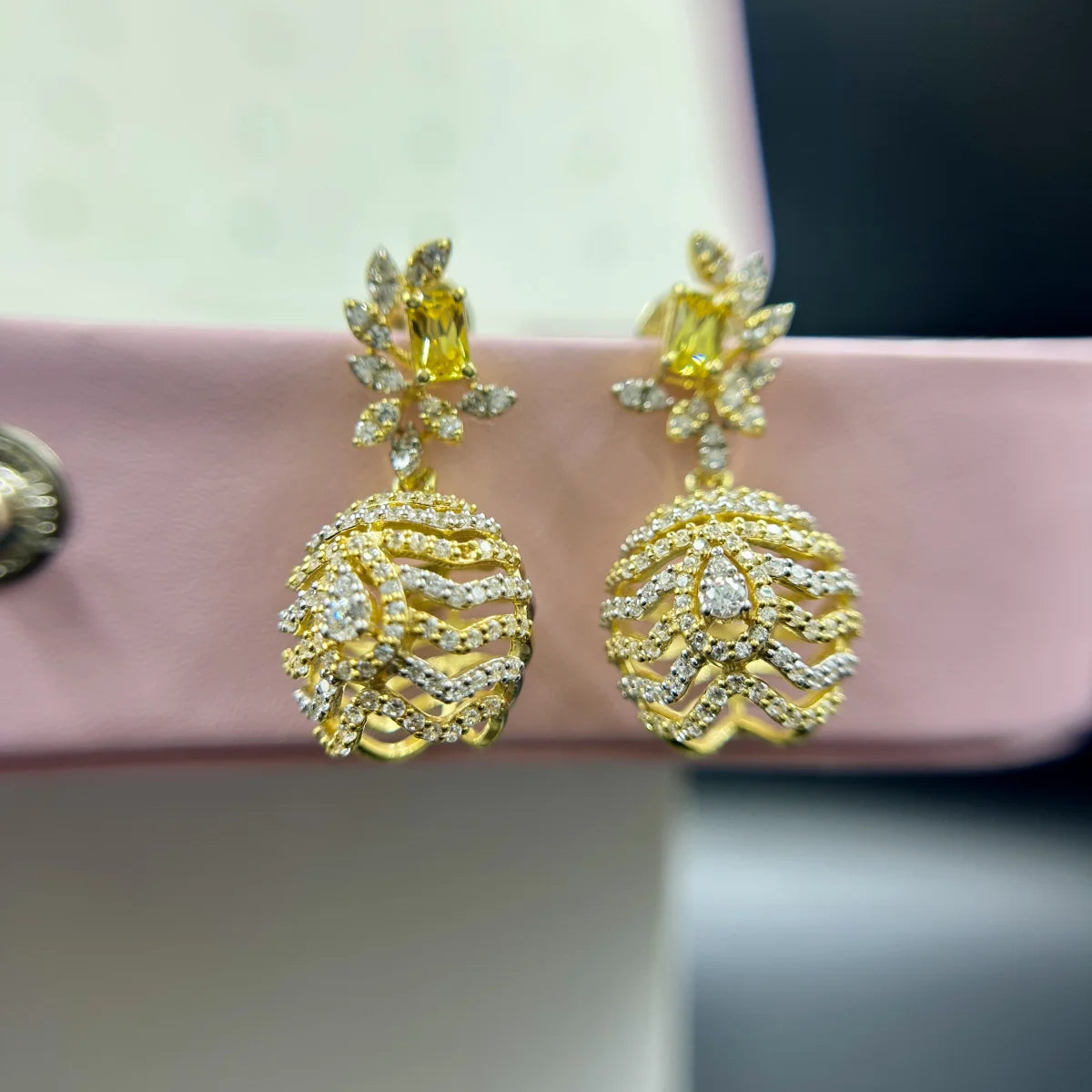 Floral Sphere Drop Earrings