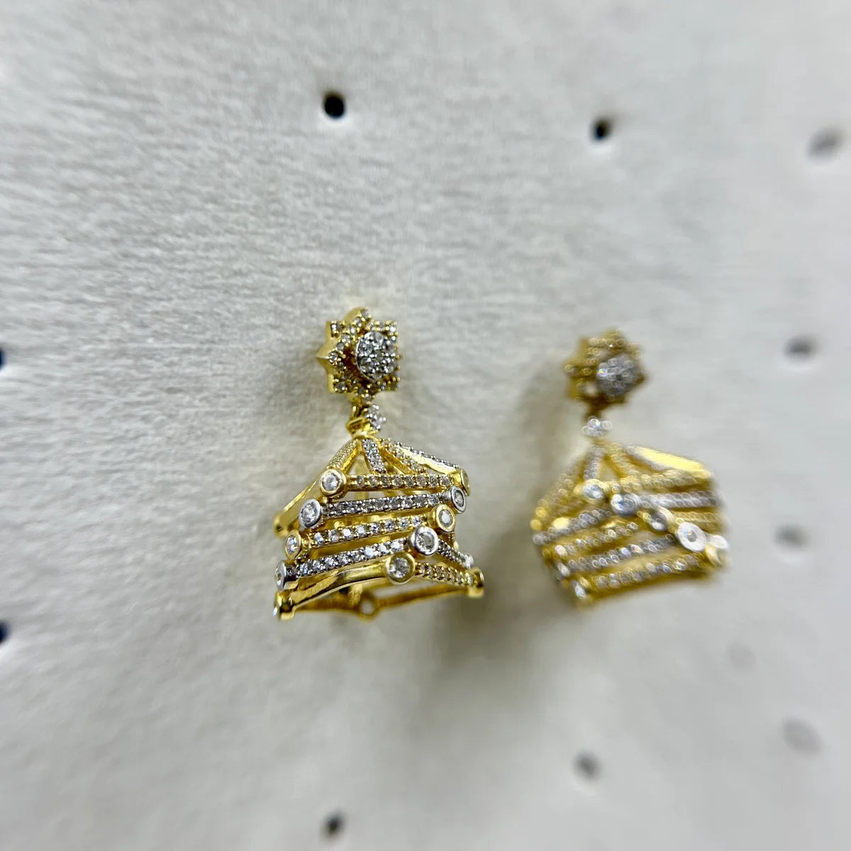 Architectural CZ Jhumka Earrings
