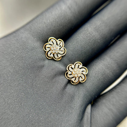Floral Spiral Stud Earrings