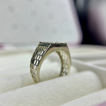 Square Cluster Silver Ring