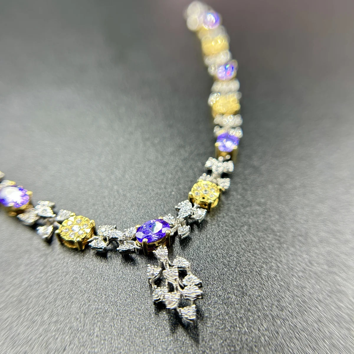 Amethyst Sunburst Necklace (Chain included)