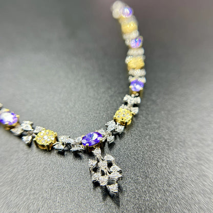 Amethyst Sunburst Necklace (Chain included)
