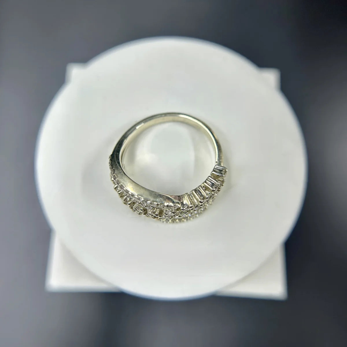 Twisted Band CZ Silver Ring