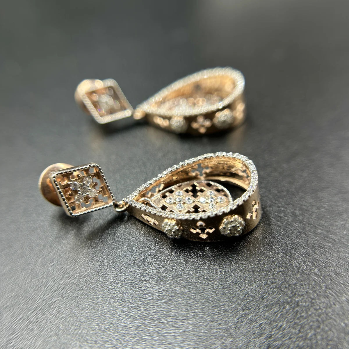 Floral Teardrop Lattice Earrings