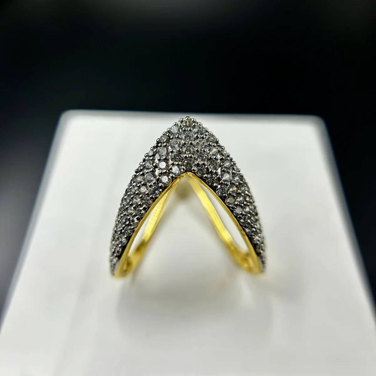 Aurora Double-V Pave Ring