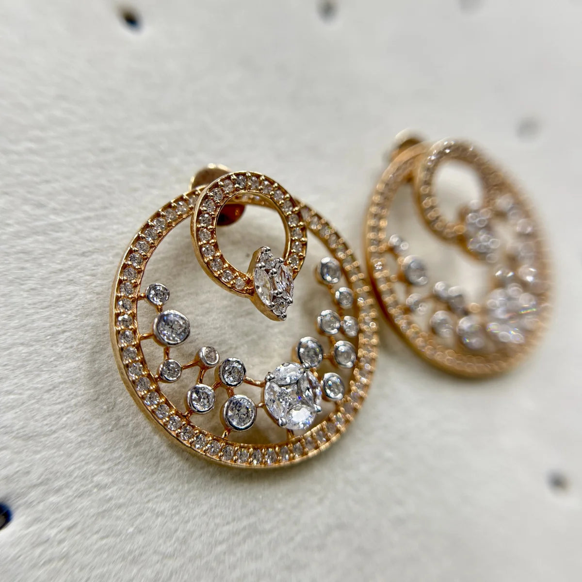 Circular CZ Statement Stud Earrings