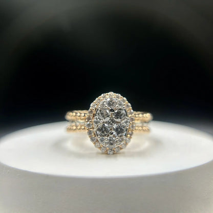 Oval Halo Beaded Ring