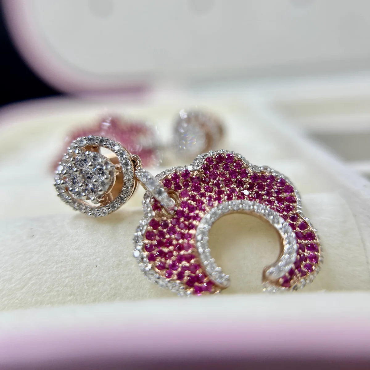 Floral Ruby Drop Earrings