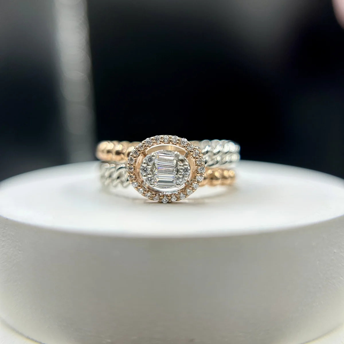 Vintage Oval Halo Rope Ring