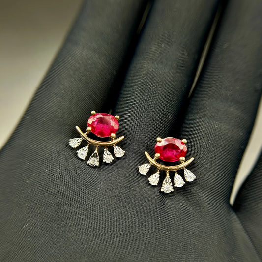 Ruby Accent Stud Earrings