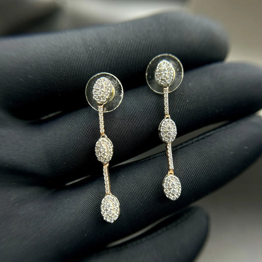 Linear Oval Drop Earrings