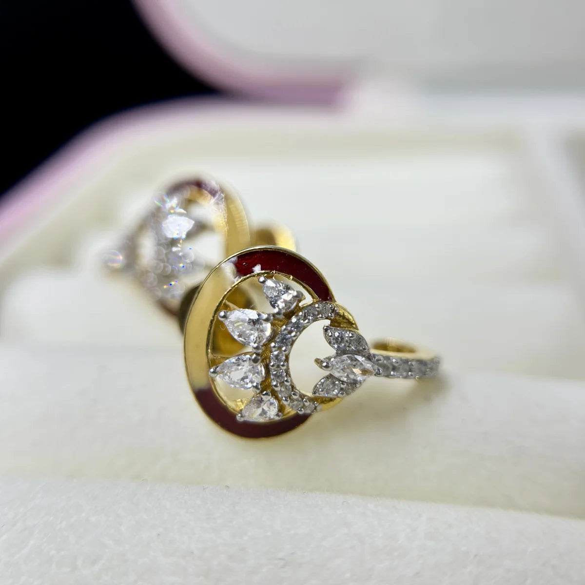 Peacock Motif CZ Stud Earrings