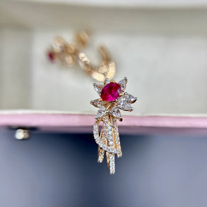 Ruby Floral Stud Earrings