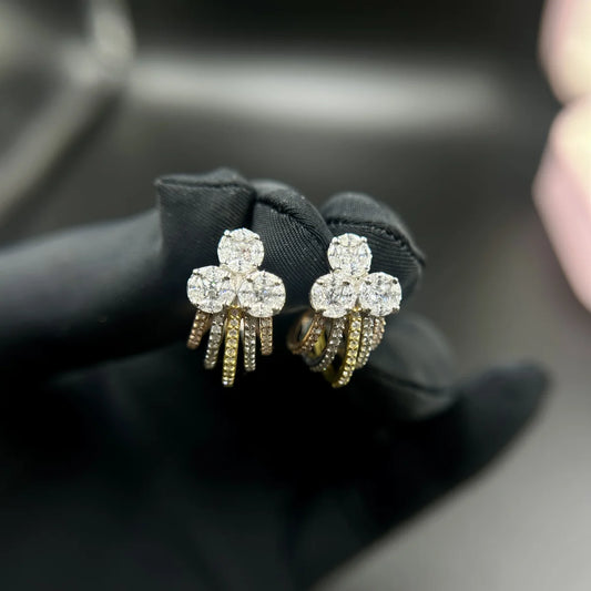 Multi Band CZ Stud Earrings