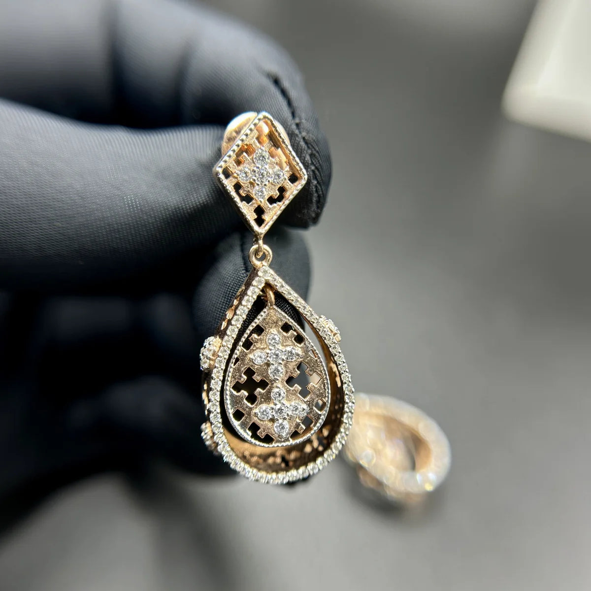 Floral Teardrop Lattice Earrings