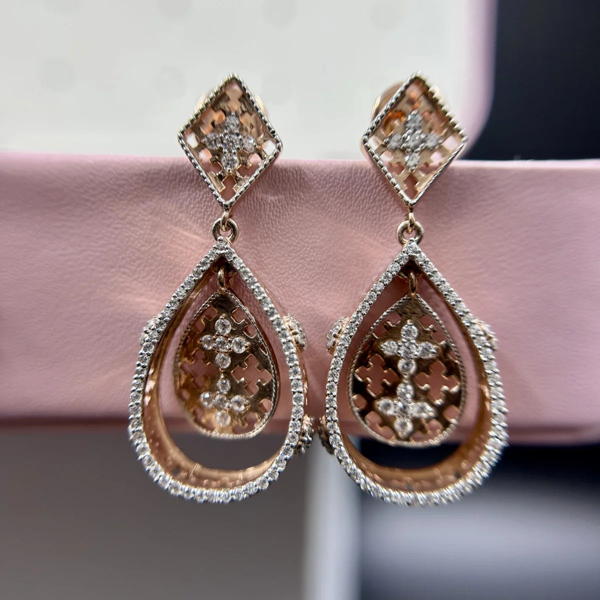 Floral Teardrop Lattice Earrings