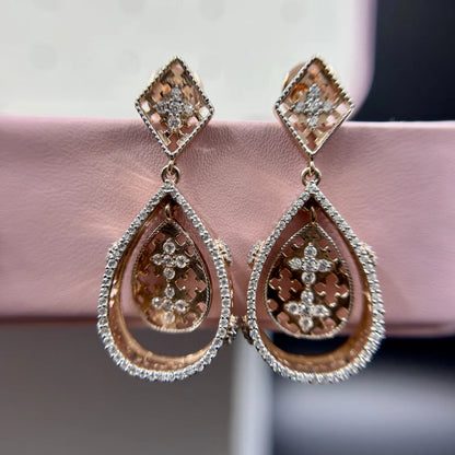 Floral Teardrop Lattice Earrings
