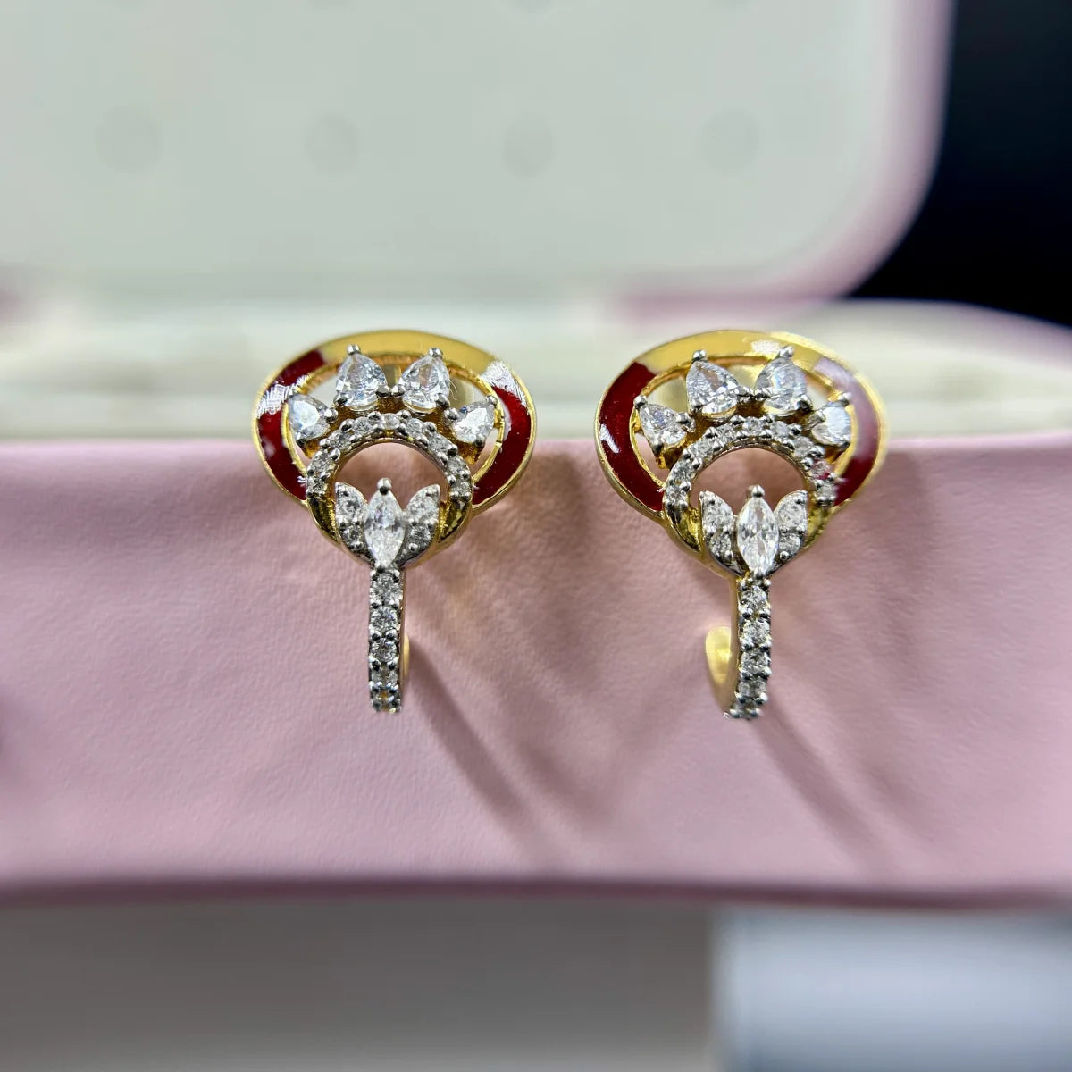 Peacock Motif CZ Stud Earrings