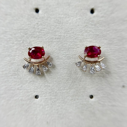 Ruby Accent Stud Earrings