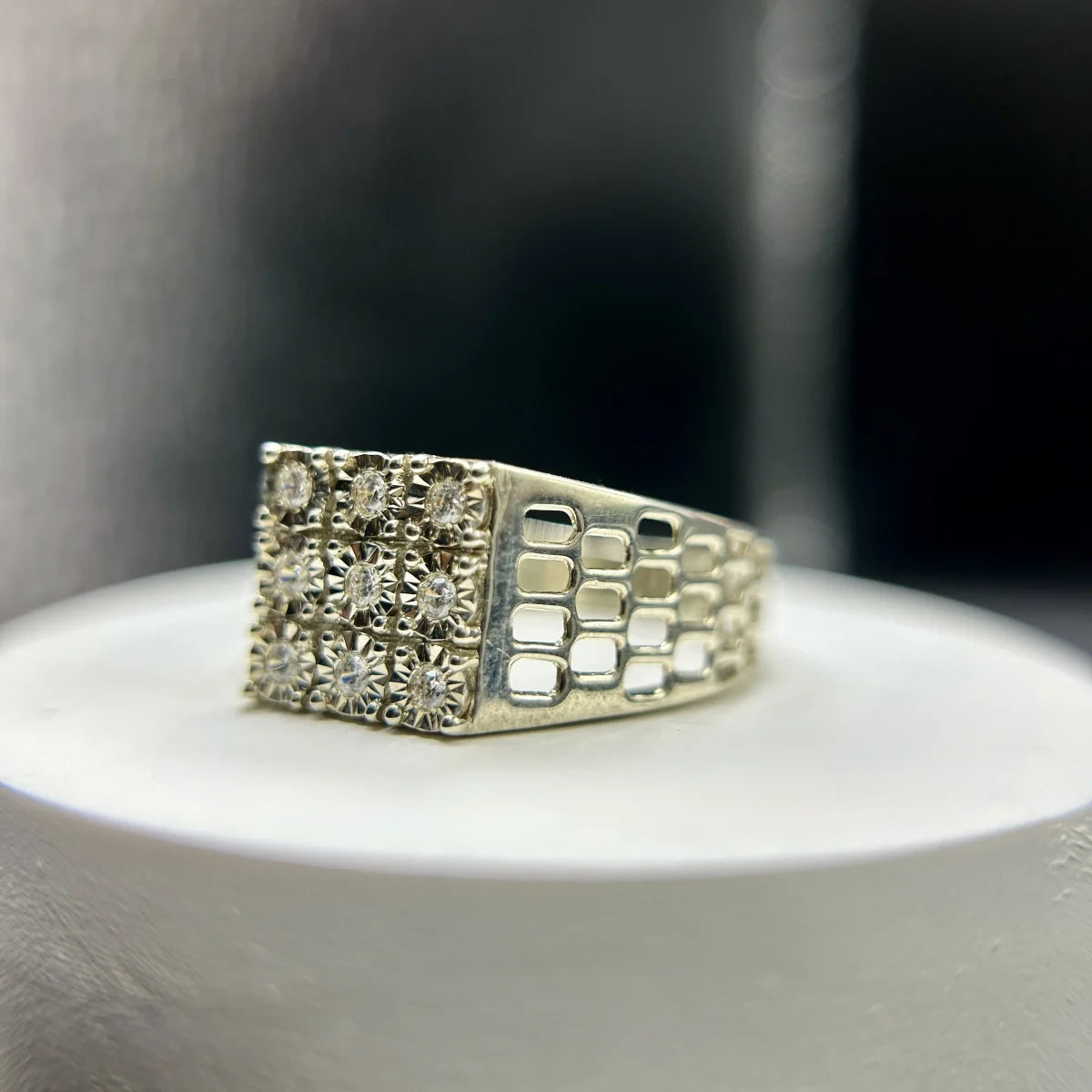 Square Cluster Silver Ring