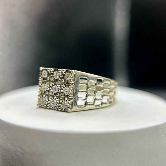 Square Cluster Silver Ring