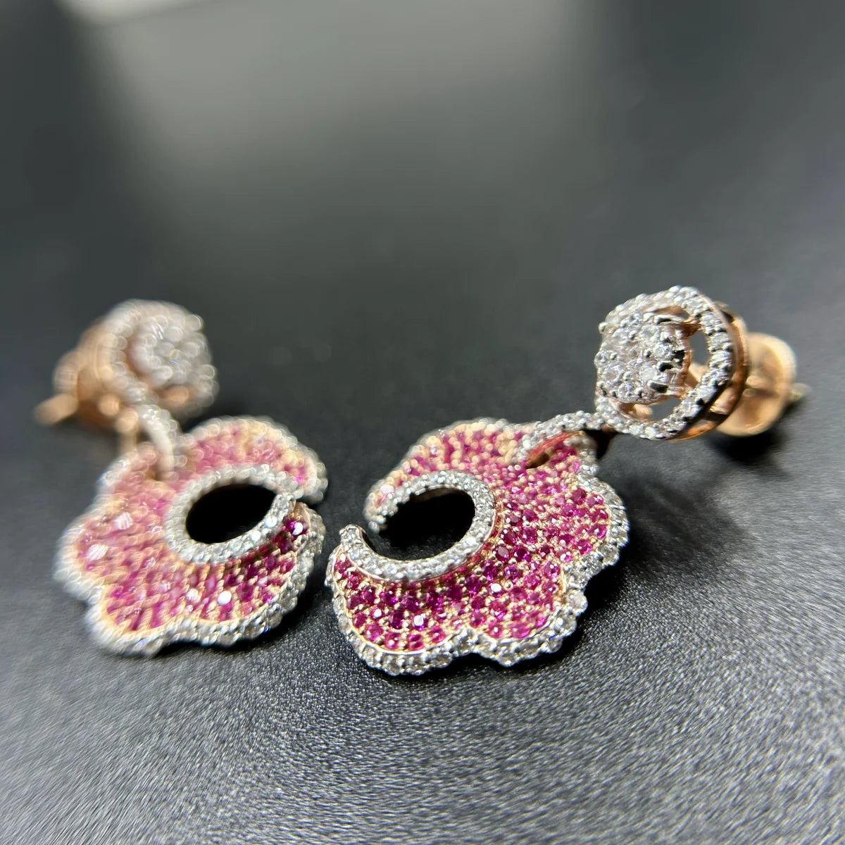 Floral Ruby Drop Earrings