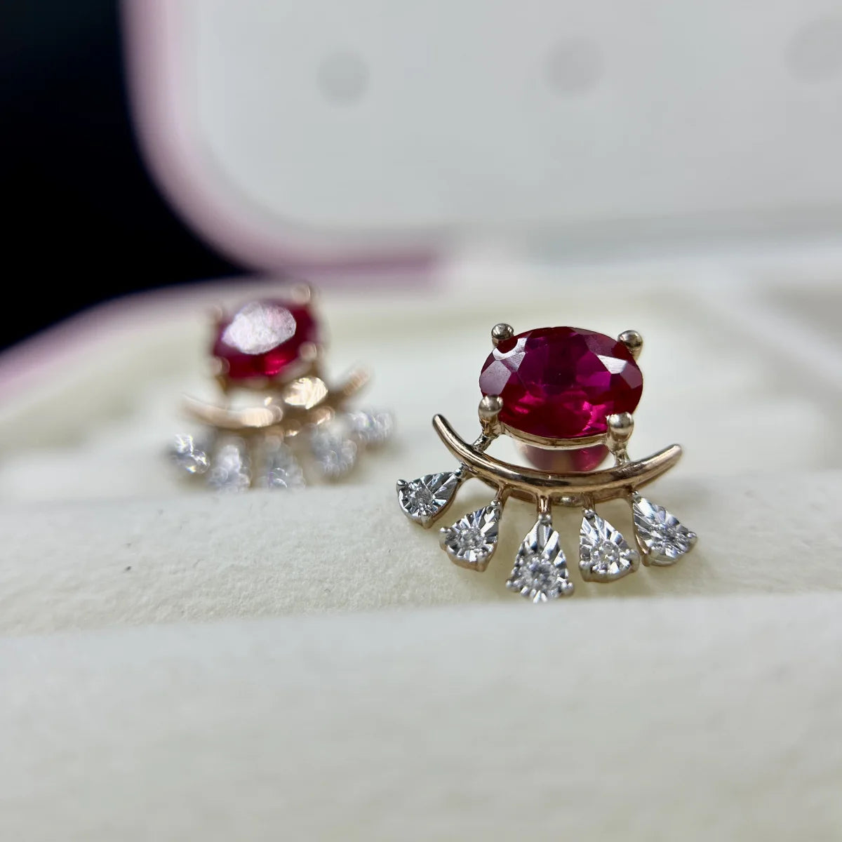 Ruby Accent Stud Earrings