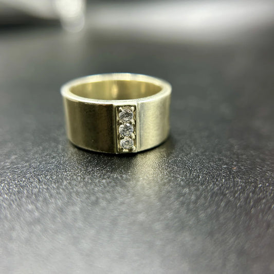 Minimal Stone Band Silver Ring